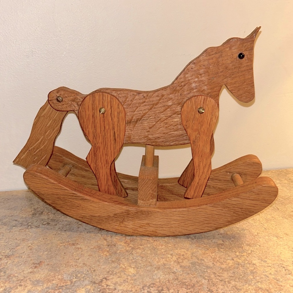 Handmade wooden rocking horse toy
